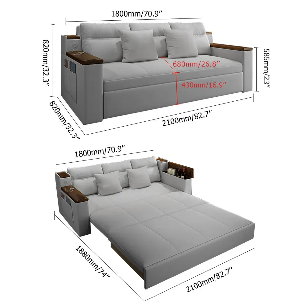 Space-saving Multi-purpose living Room Furniture Modern fabric folding sofa bed - Image 17