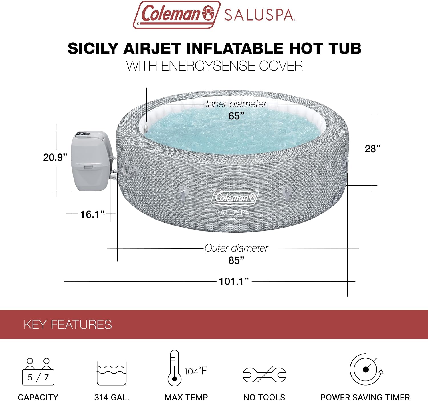 Large round inflatable hot tub (seats 5–7 people) - Image 8