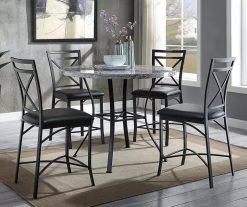 Alternative view of Faux Marble 5-Piece Pub Dining Set