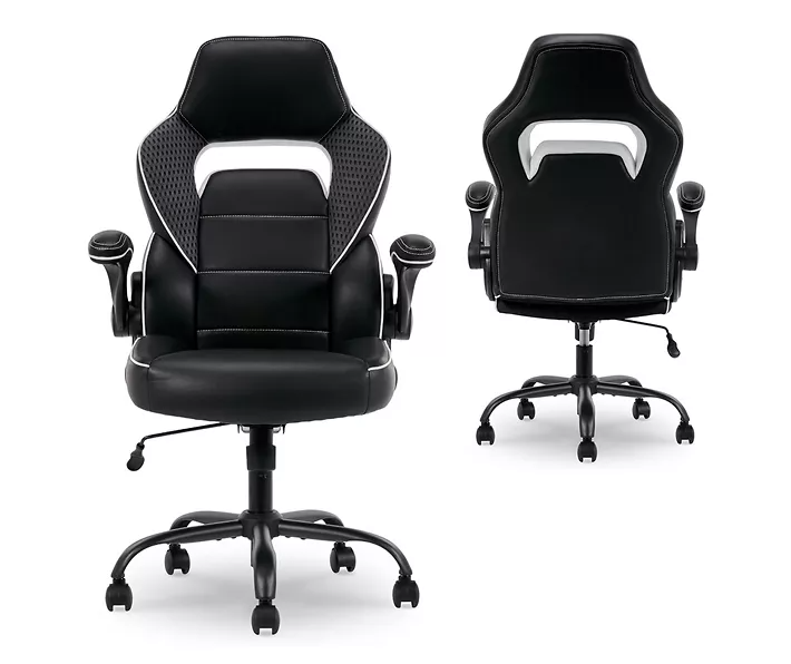 White & Black Faux Leather Gaming Chair - Image 2