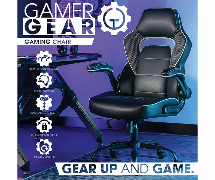 White & Black Faux Leather Gaming Chair - Image 4