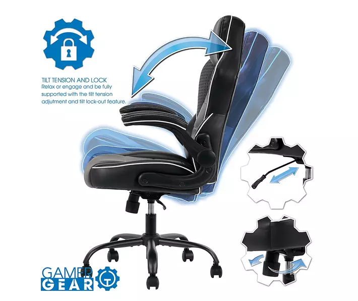 White & Black Faux Leather Gaming Chair - Image 5