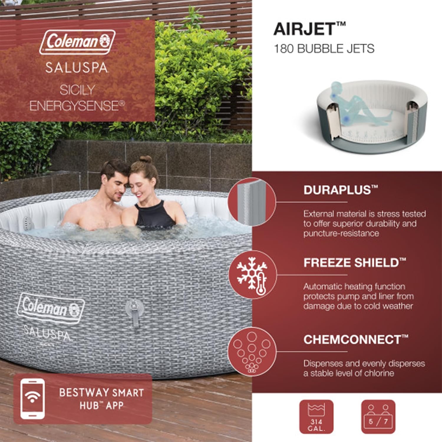 Large round inflatable hot tub (seats 5–7 people) - Image 7