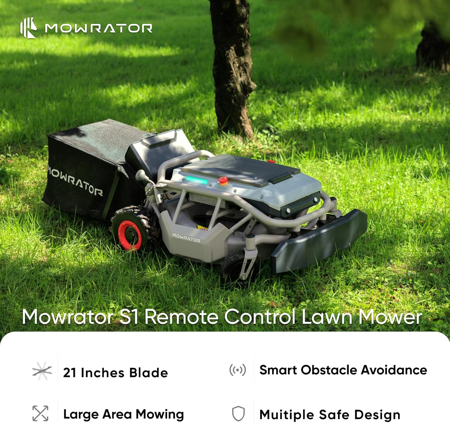 Mowrator S1 Remote Control Lawn Mower 2WD with Leaf Shredding Vacuum For Flat Yards - Image 5