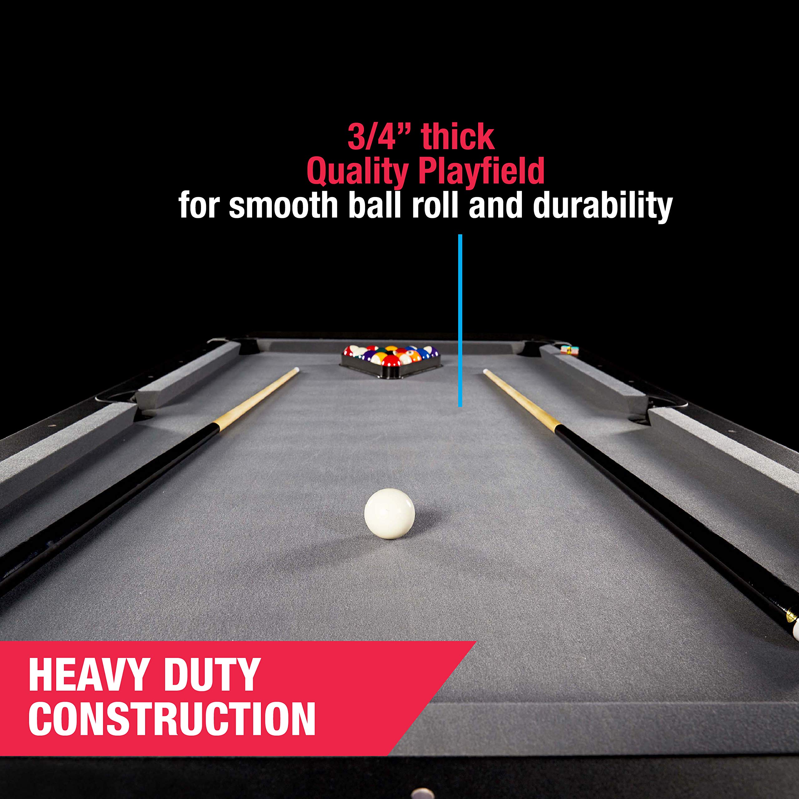 MD Sports 7.5' Titan Drop Pocket Table with Pool Ball and Cue Stick Set - Image 2
