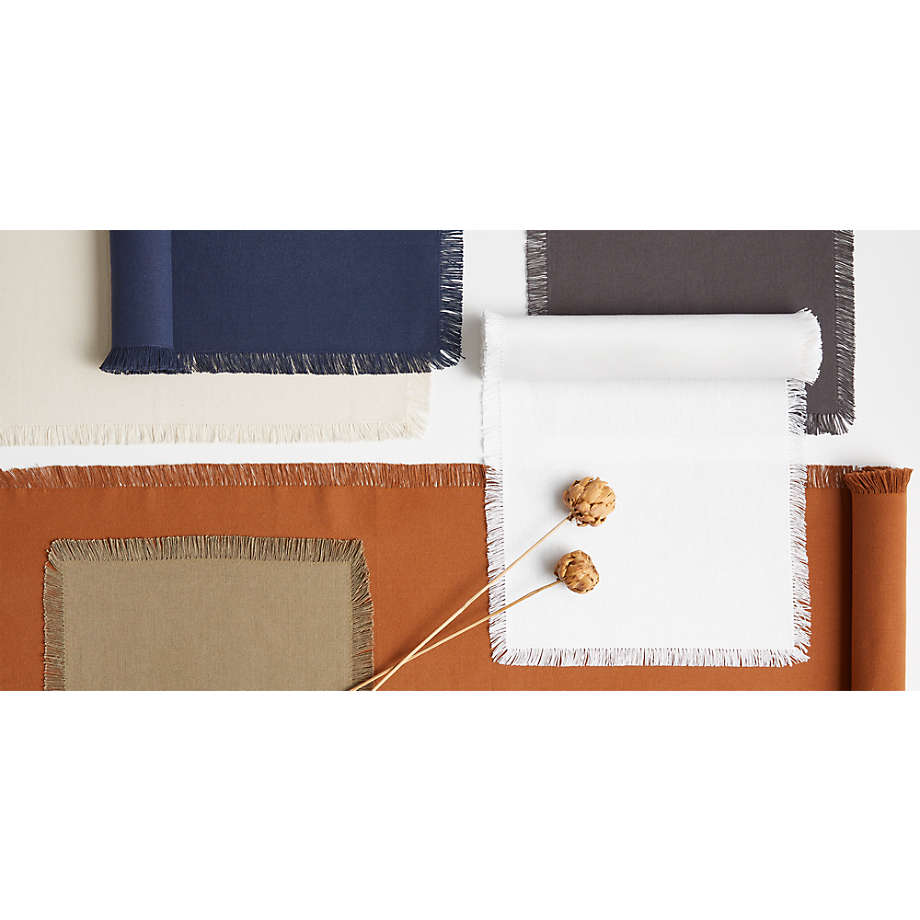 Craft Fringed Moss Green Cotton Table Runner 90" - Image 3