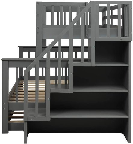 weekend-sale-twin-over-full-bunk-bed-with-drawer4-storage-and-guard-rail - Image 7