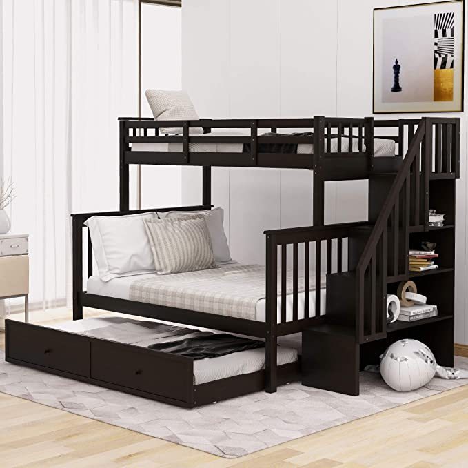 weekend-sale-twin-over-full-bunk-bed-with-drawer4-storage-and-guard-rail - Image 6