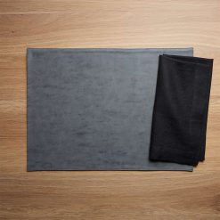 Alternative view of Rectangular Reversible Grey and Tan Faux Leather Placemat
