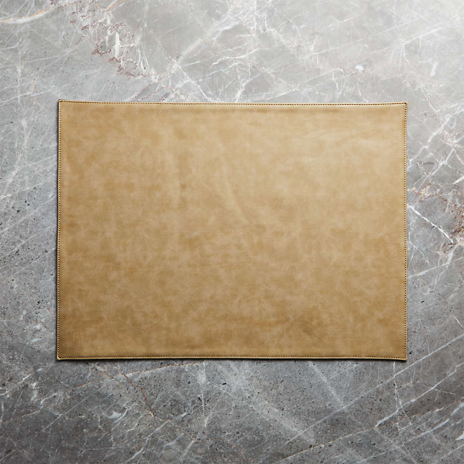 Rectangular Reversible Grey and Tan Faux Leather Placemat - Image 3