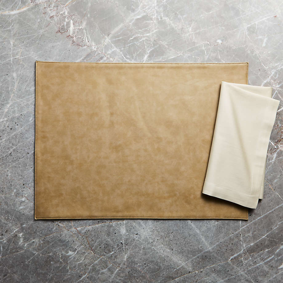 Rectangular Reversible Grey and Tan Faux Leather Placemat - Image 4