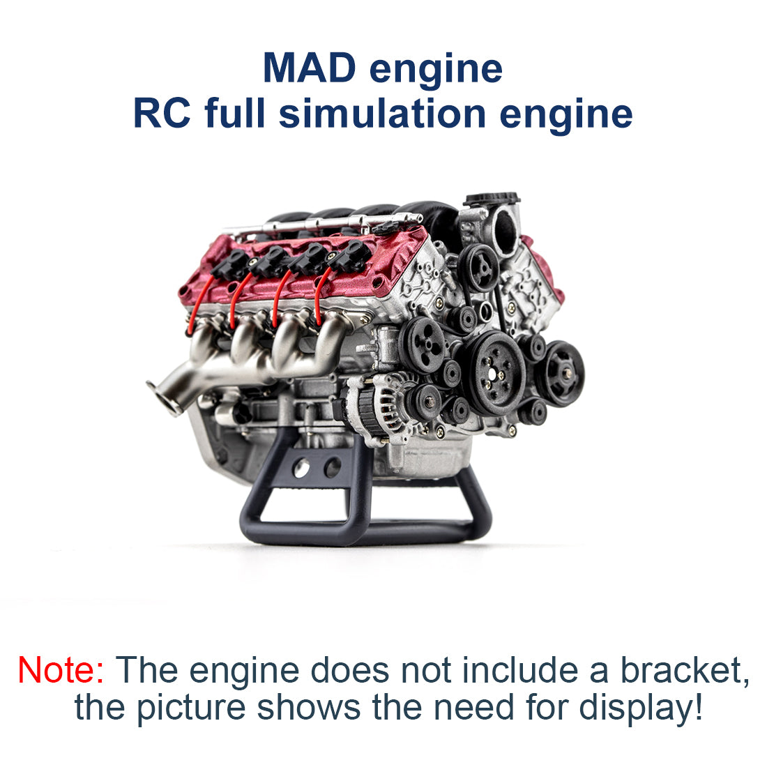V8 Engine Model Kit that Works - Build Your Own V8 Engine - Paint Your Own V8 Engine -MAD RC V8 Engine for Capra VS4-10 Pro - Image 2