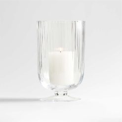 Fluted Glass Hurricane Candle Holder